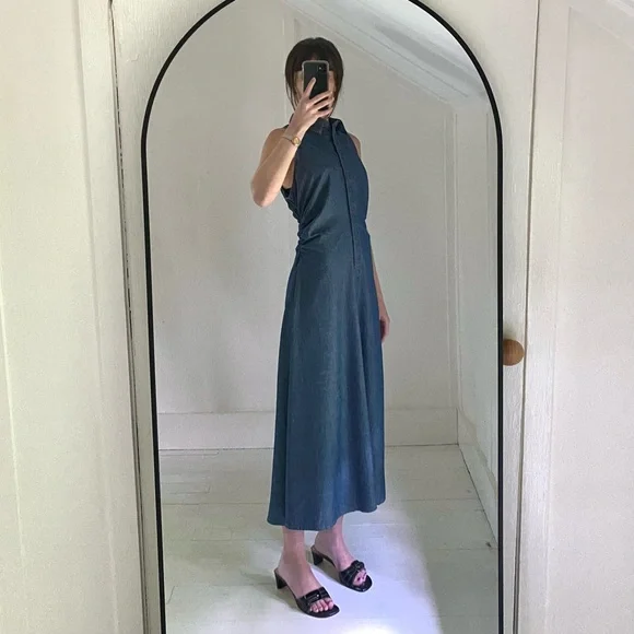 Mango | Dresses | Mango Adri Sleeveless Denim Button Front Midi Shirtdress  In Open Blue Nwt | Poshmark